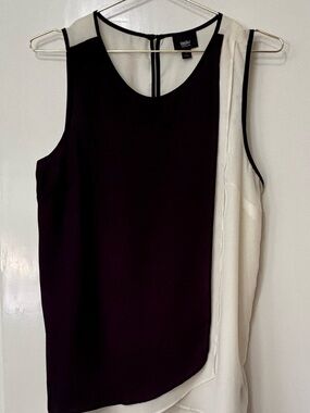 Massimo| Black & White Monochrome Flowy Layered Sleeveless Camisole Blouse Sz S